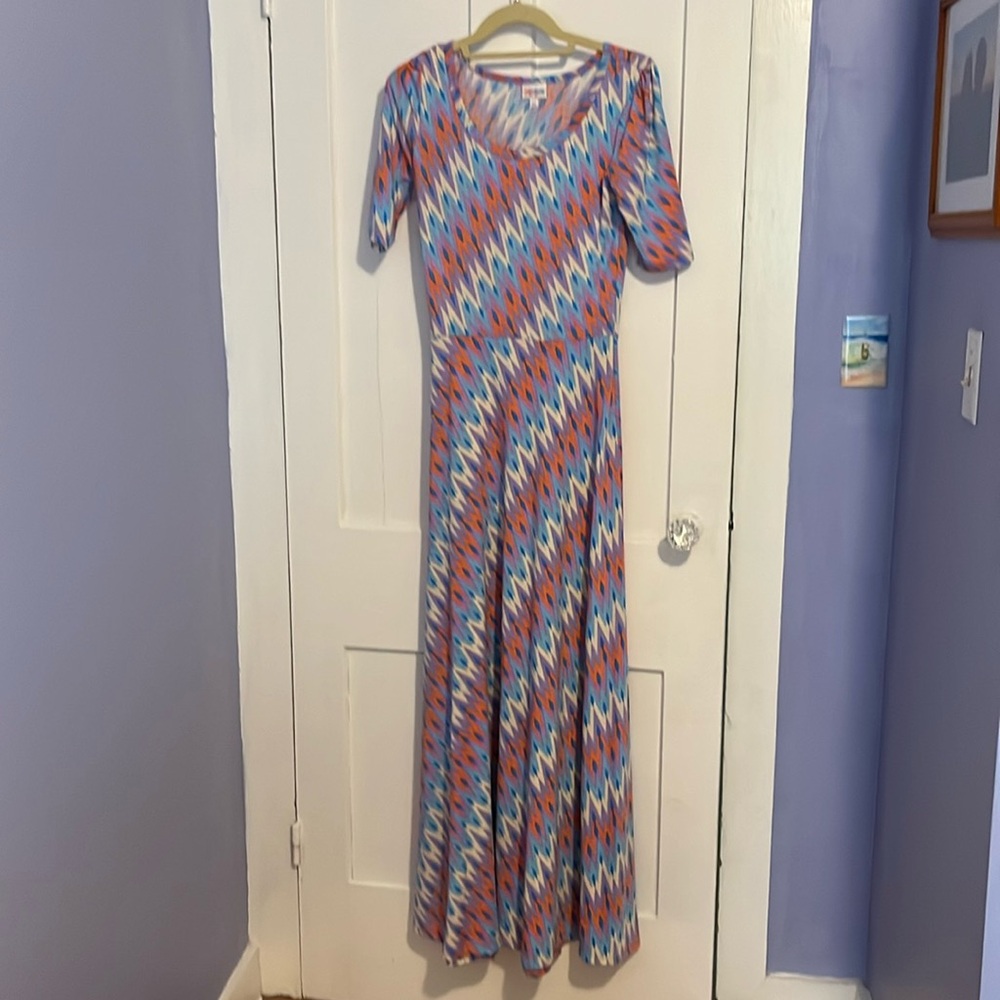 NWOT LuLaRoe colorful geometric maxi dress size xs